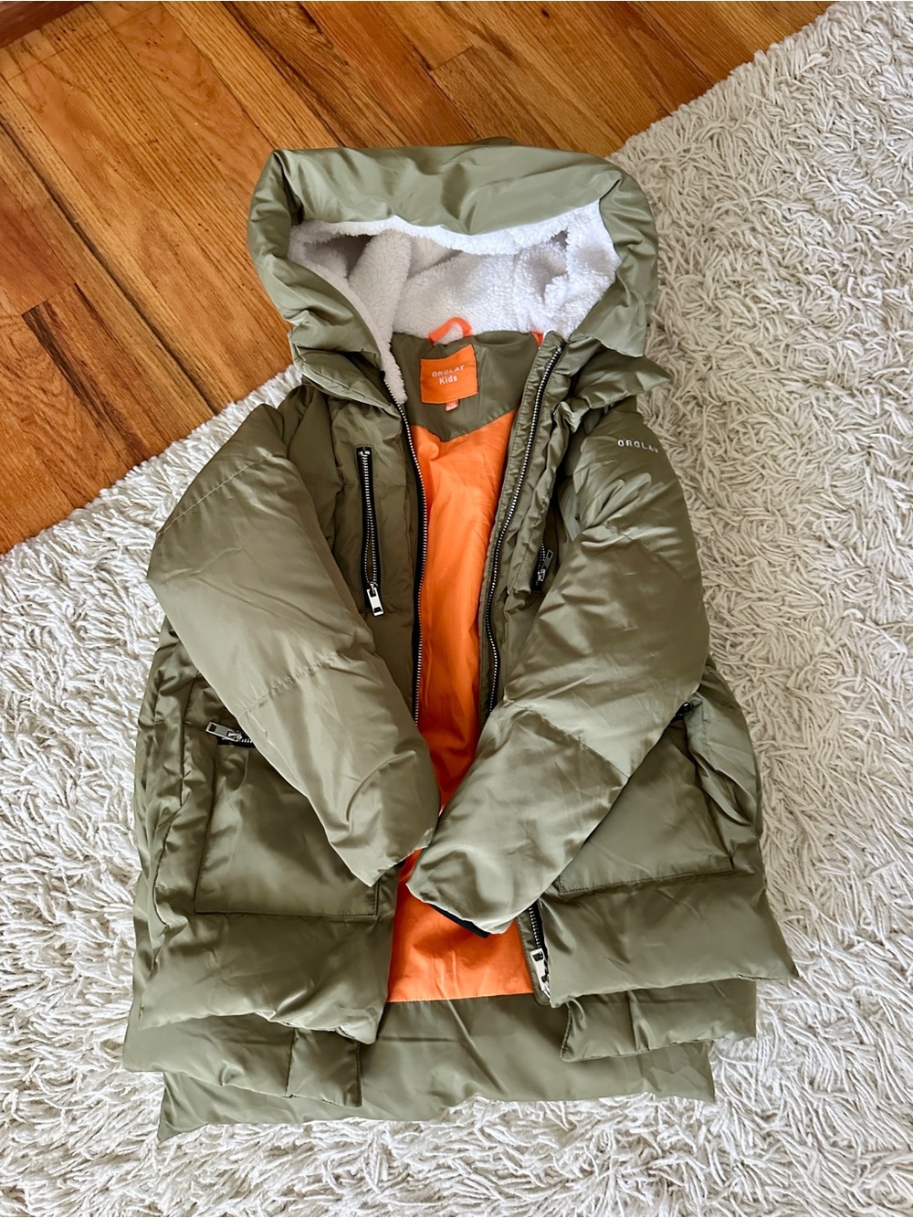 Kids Unisex Orolay green winter puffer coat - Picture 5 of 7
